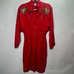 VINTAGE 80’s Red Midi Dress S/M